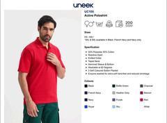 Personalised Custom Printed Uneek Active Polo Shirt Your Text Workwear Men’s Top