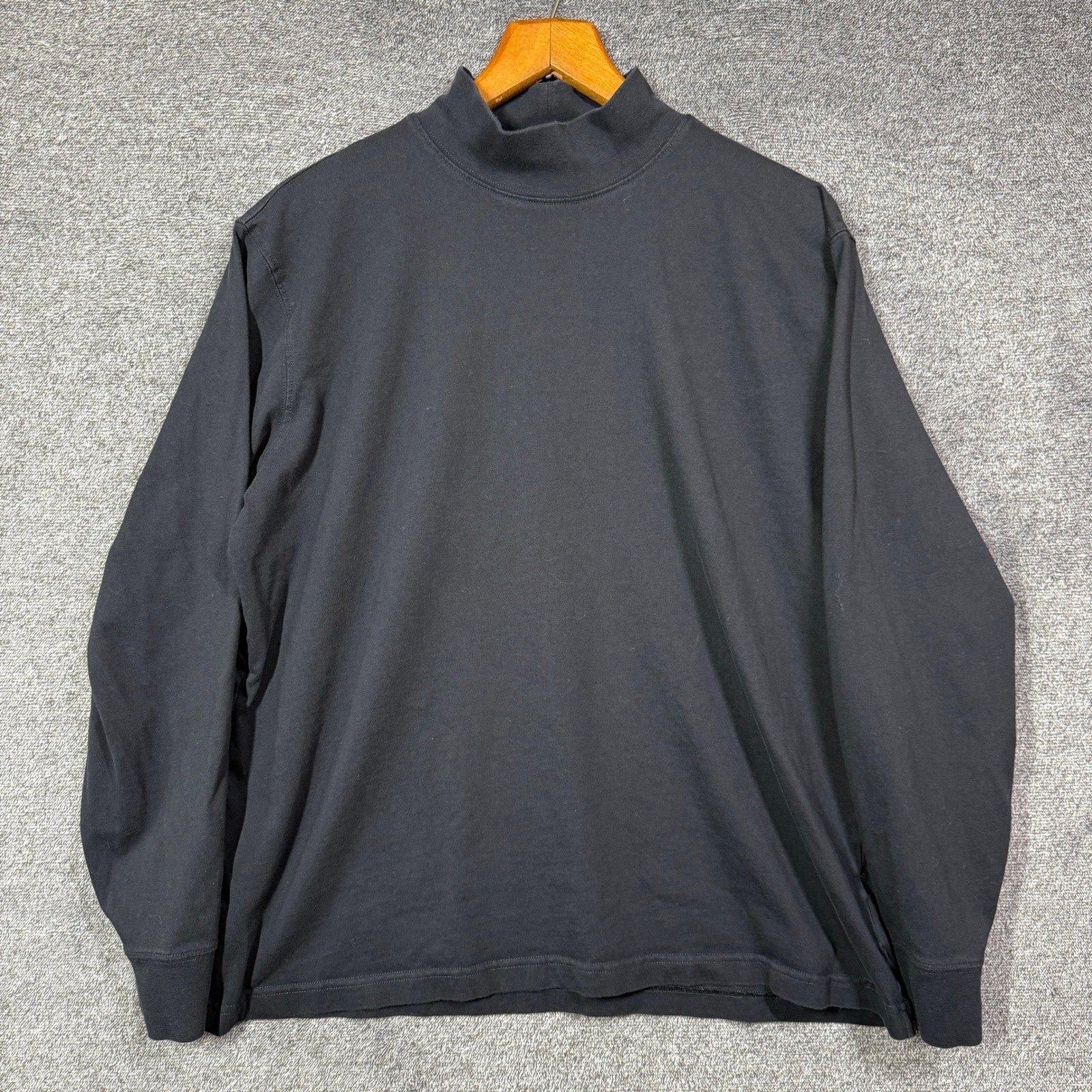 Lands End Super-T Shirt Mens L Black Mock Neck Long Sleeve Cotton gallery