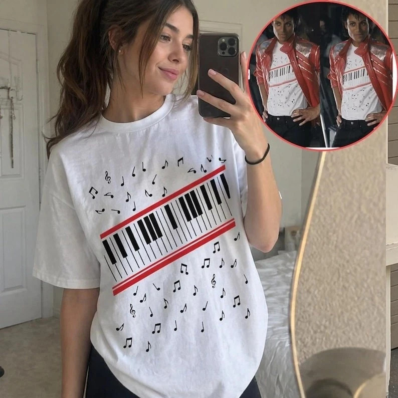 Michael Jackson Beat It Piano Keys T-Shirt, King of Pop Music Tee gallery