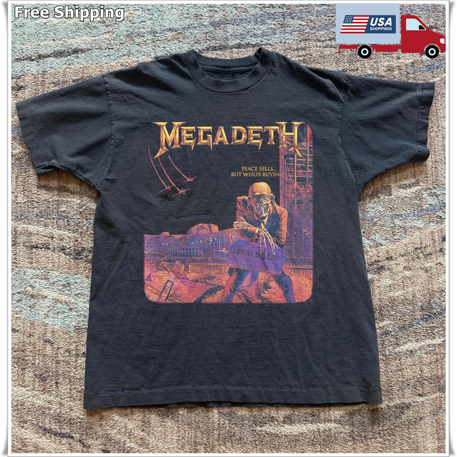 Megadeth Rock Peace Sells Unisex Black T-shirt Size S-5XL