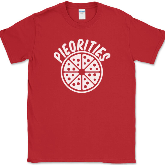 Pieorities Pizza T-Shirt Funny Food Slice Eating Humor Novelty Tee gallery