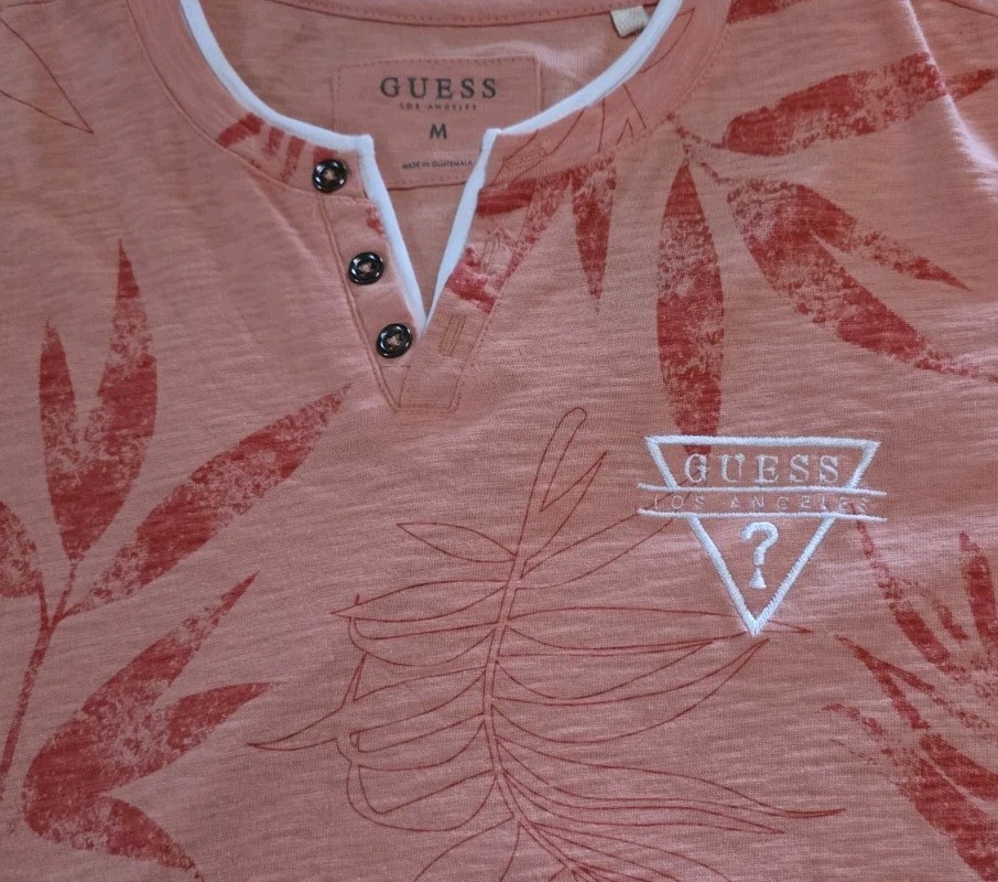 Shirt Men's Guess Anthony Slit Medium Peach Coral gallery