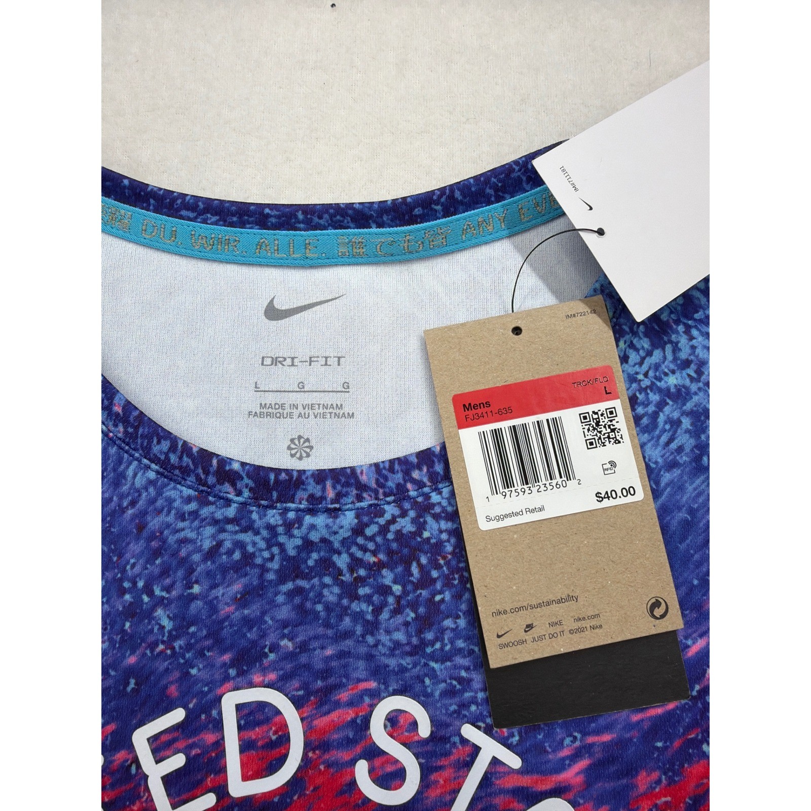 Nike Men's Dri-FIT Running T-Shirt USA Miler FJ3411-635 Track Size Large NWT gallery