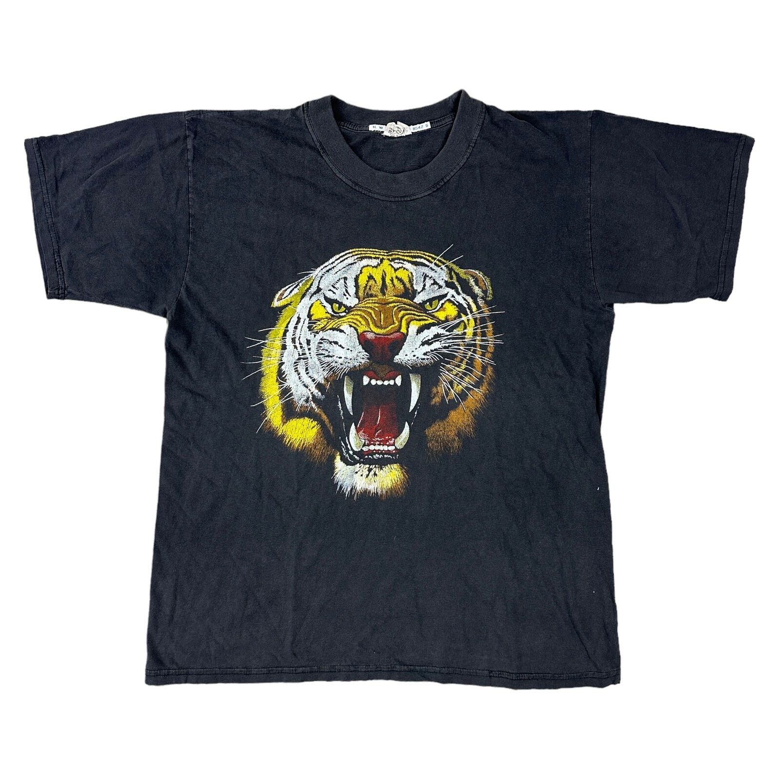 Zip It Tiger T-Shirt Wildlife Graphic Print Short Sleeve Black Mens XL
