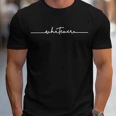 Camiseta Elegante Con Estampado De Letras Para Hombre Camisa Moda Vintagecasual