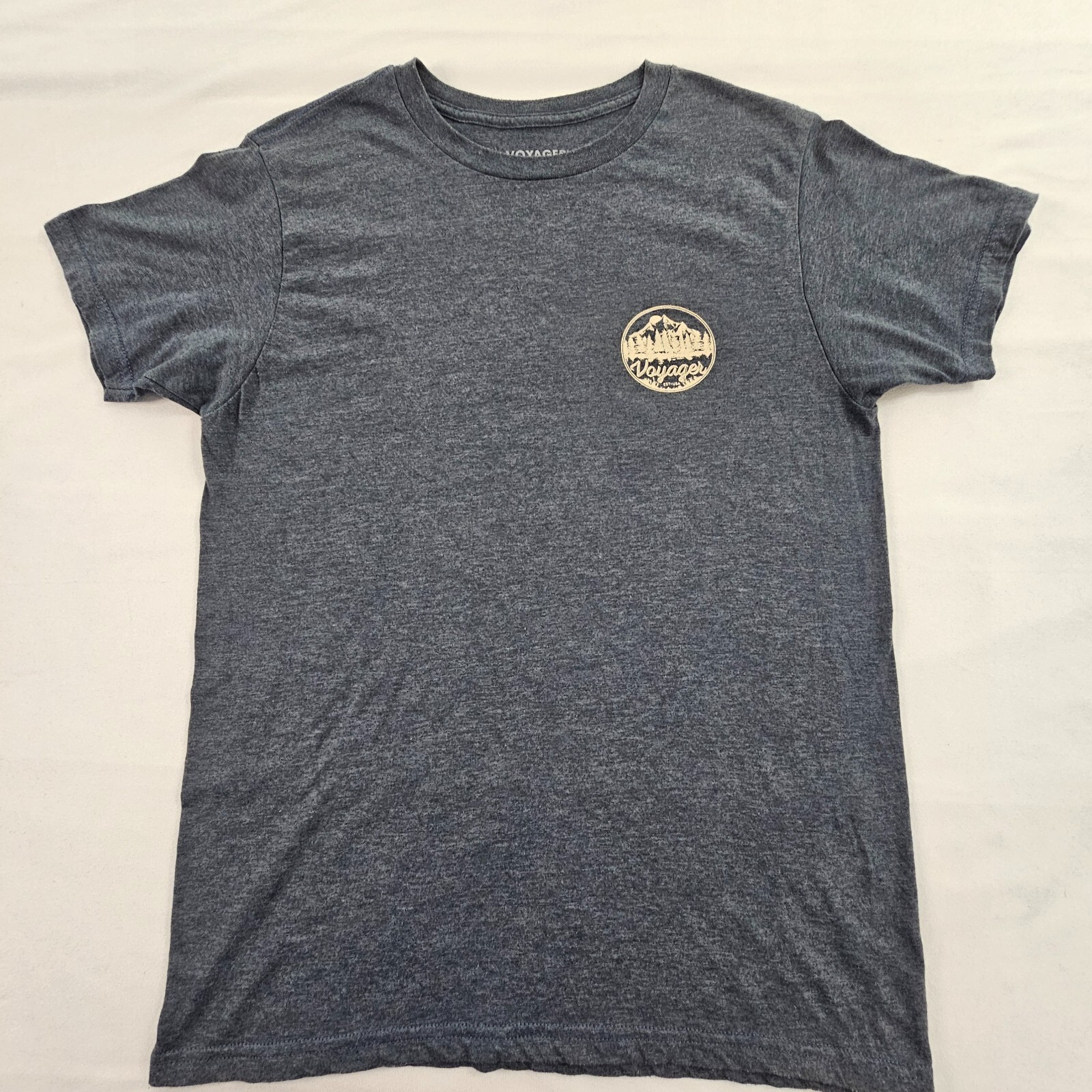 Voyager Mountains Forests Blue Short Sleeve Cotton Blend T-Shirt Men's M gallery