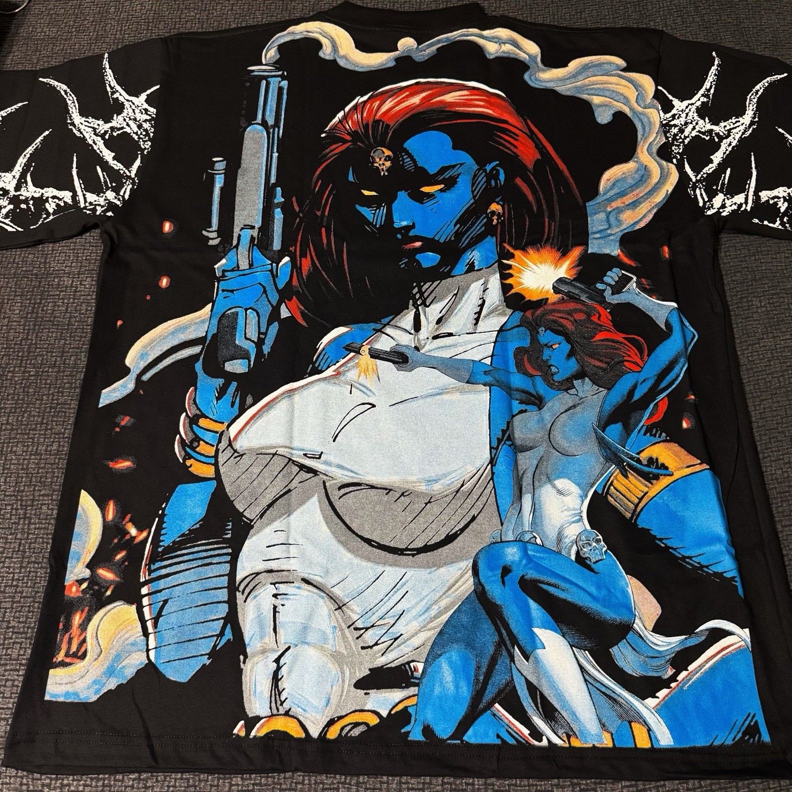 Mystique X-Men Comics T-shirt Size XL Crown Tag AOP Mutant Raven Darkholme gallery