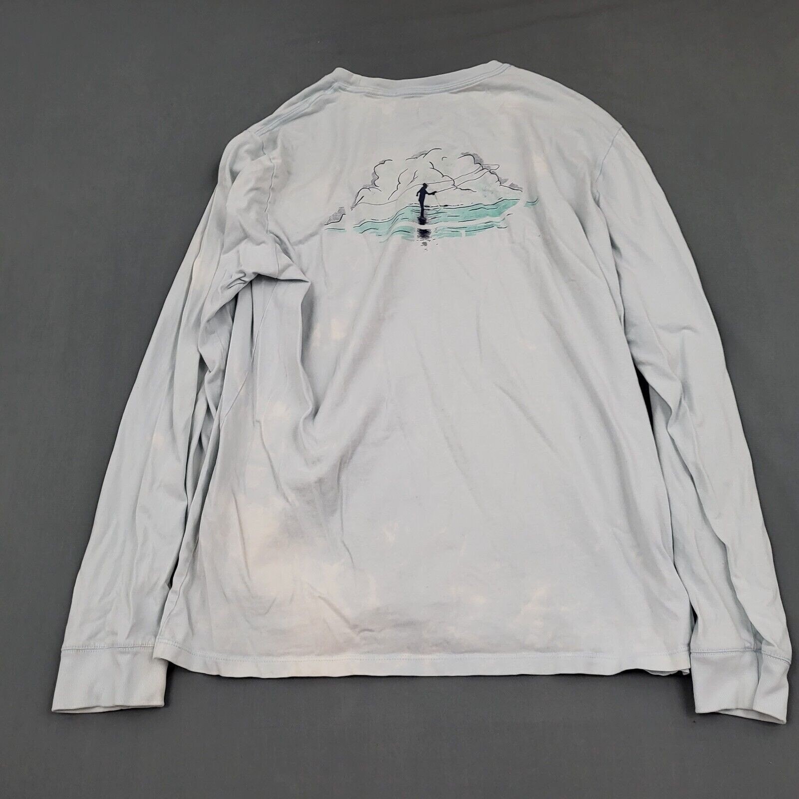 Vineyard Vines Mens Pocket T-Shirt Blue Fisherman Graphic M Distressed gallery