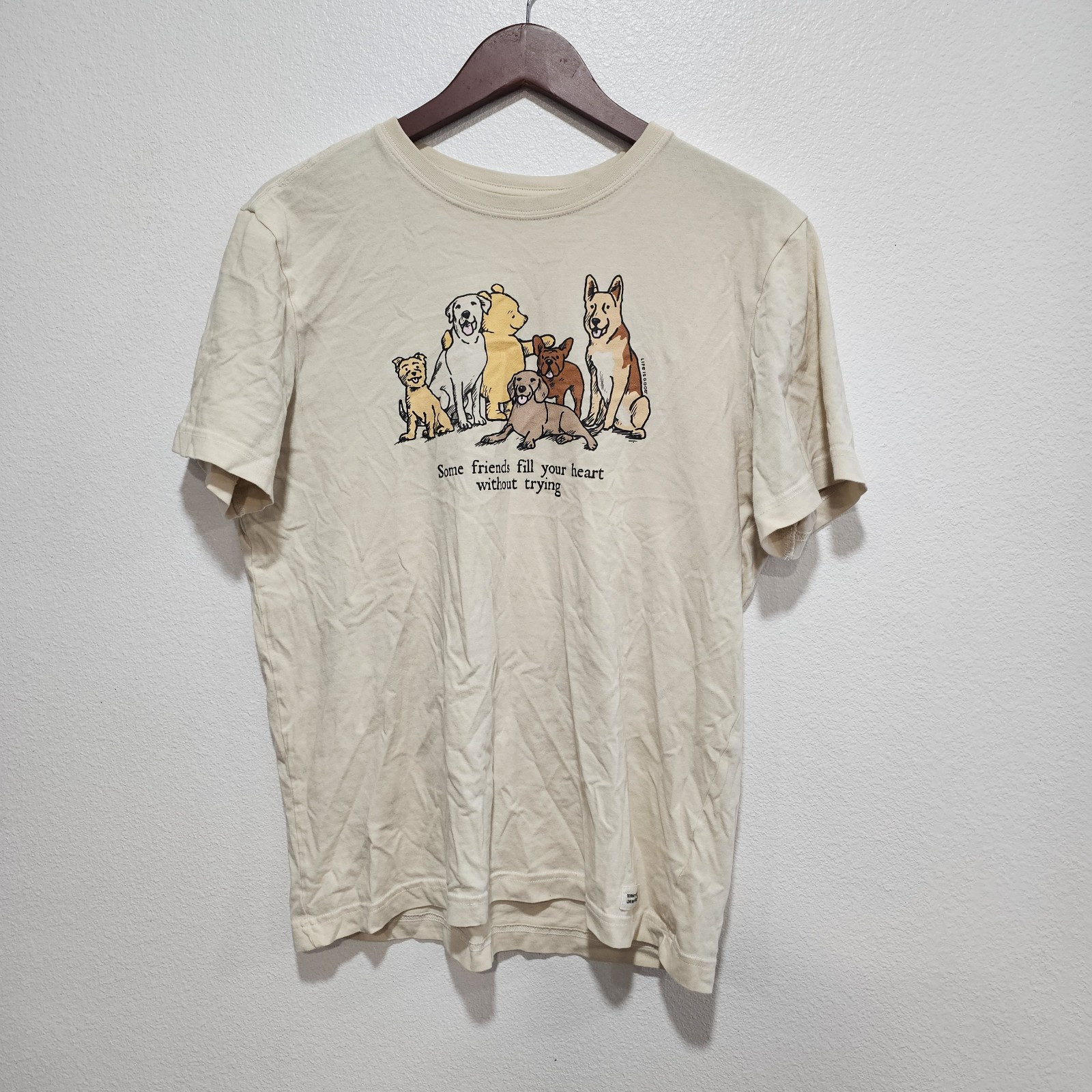 Life Is Good Graphic T "Some Friends Fill Your Heart Without Trying" Size S Mens gallery
