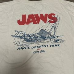 Dark Seas Jaws Mans Deepest Fear Graphic T-Shirt Mens XL Cream Off-White Cotton