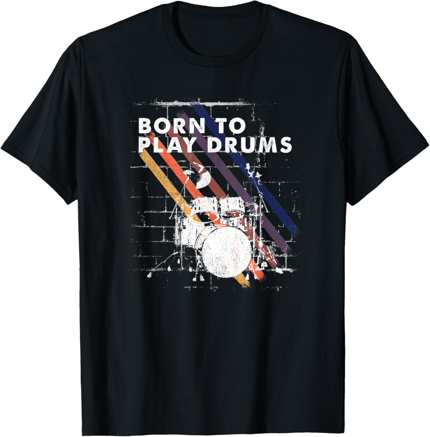 Born To Play Drums 80's Retro Vintage 70's Humor Novelty T-Shirt gallery