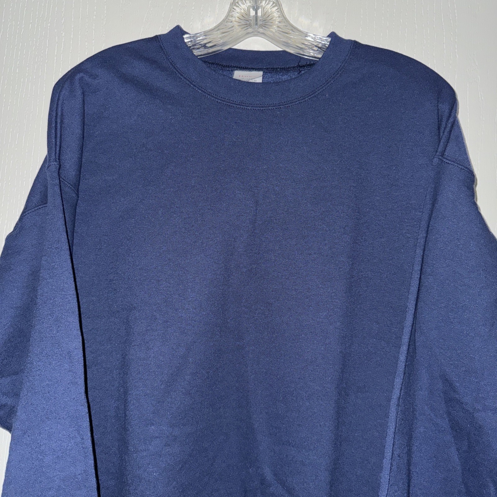 HANES MENS LARGE ECO Smart Blue Long Sleeve Sweat Shirt gallery