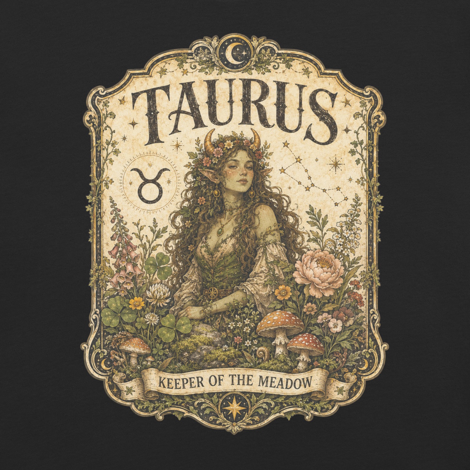 Taurus Keeper of Meadow Comfort T-Shirt Premium Fairy Fantasy Zodiac Tee S-4XL gallery