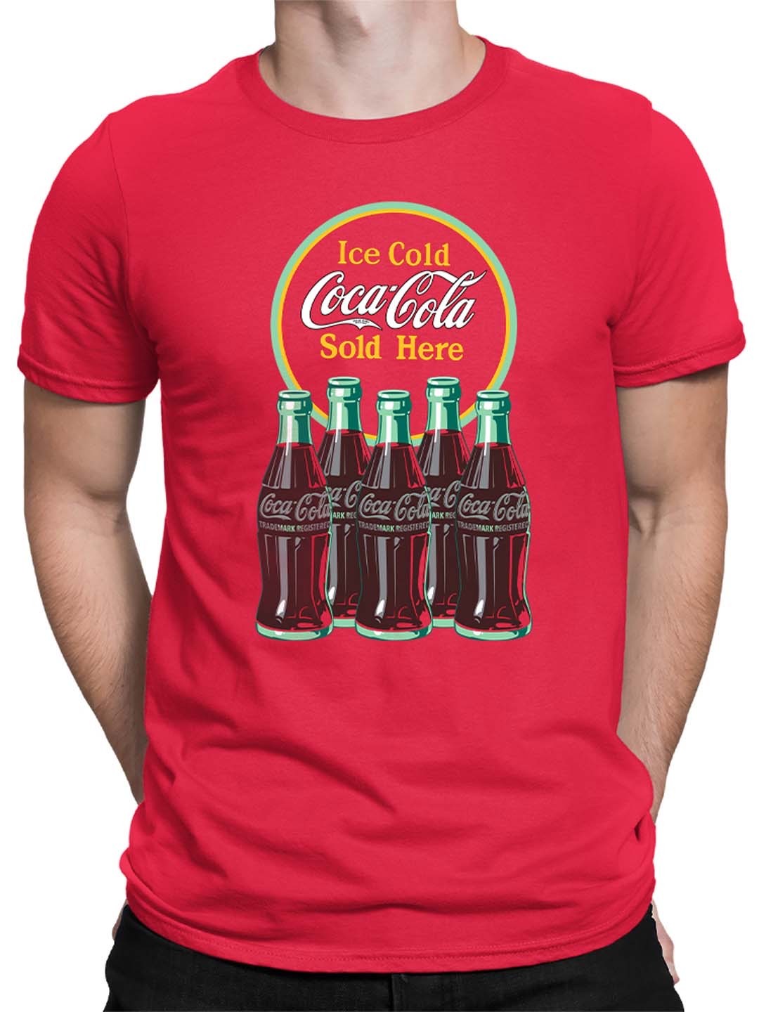 Coca-Cola Official Licensed Retro Ice Cold Bottles Sign Logo Men's T-shirt gallery