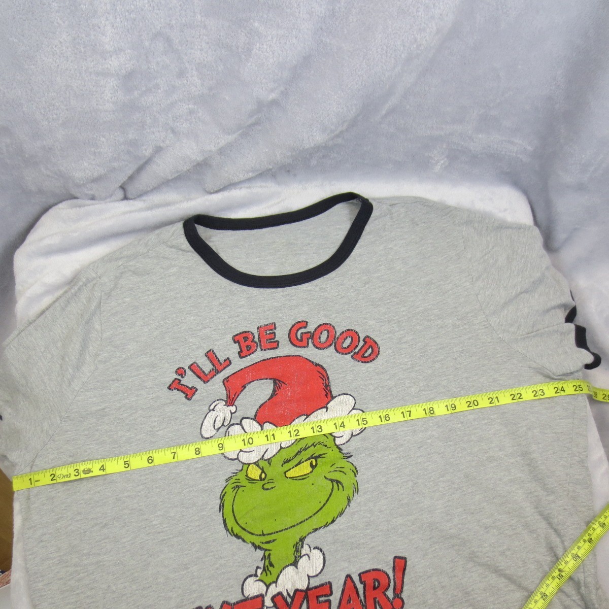 Grinch Mens XL I'll Be Good Next Year Gray Christmas Suess Holiday Tee T-Shirt gallery