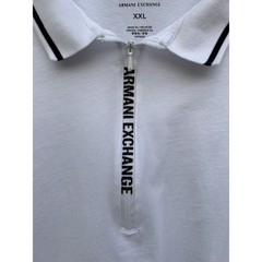 Armani Exchange Cotton Quarter-Zip A|X Logo Short-Sleeve Men Polo Tee White XXL