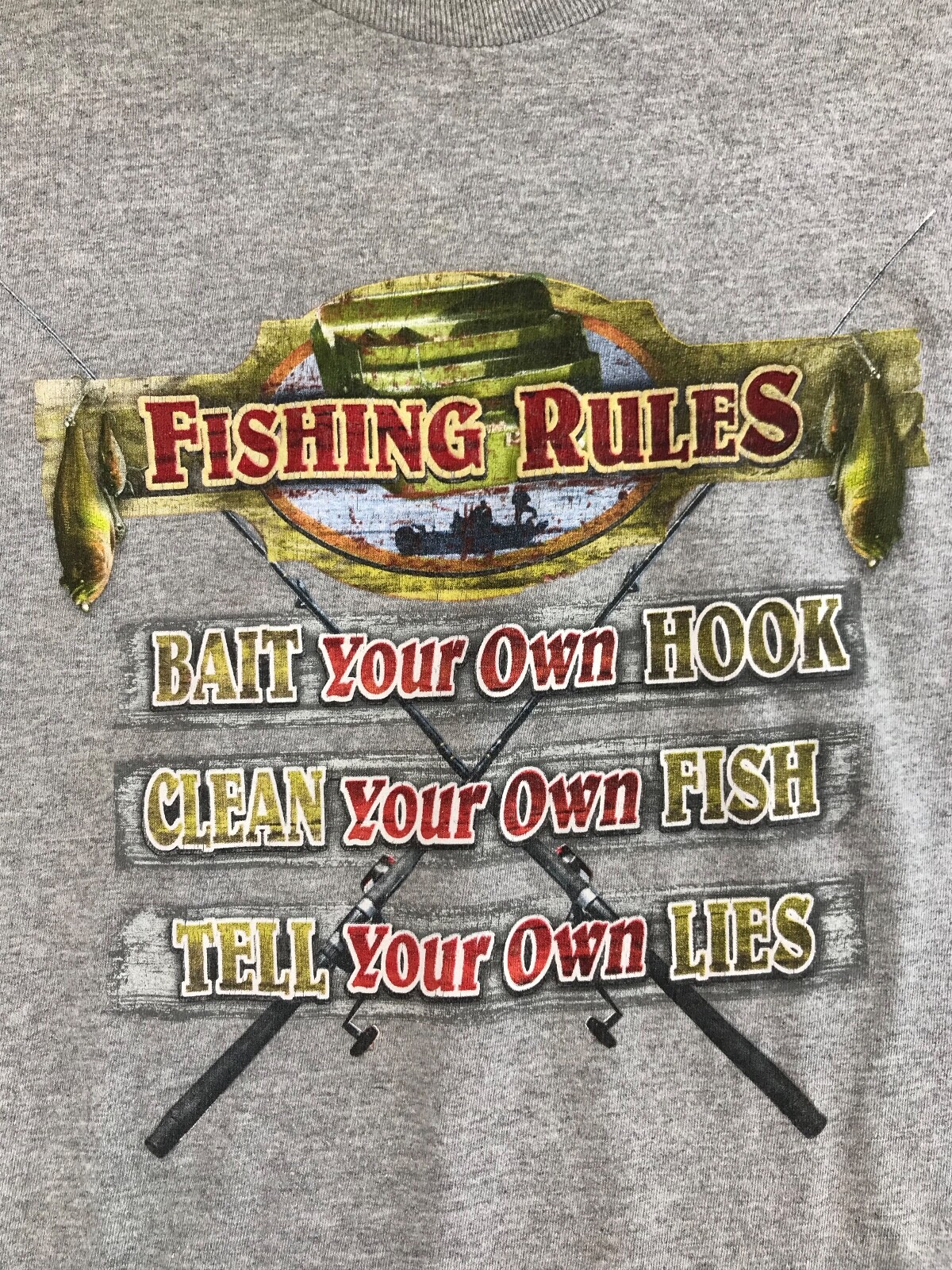 Lifestyles Legends Shirt Men's XL Gray Fishing Rules Graphic Tee Short Sleeve gallery