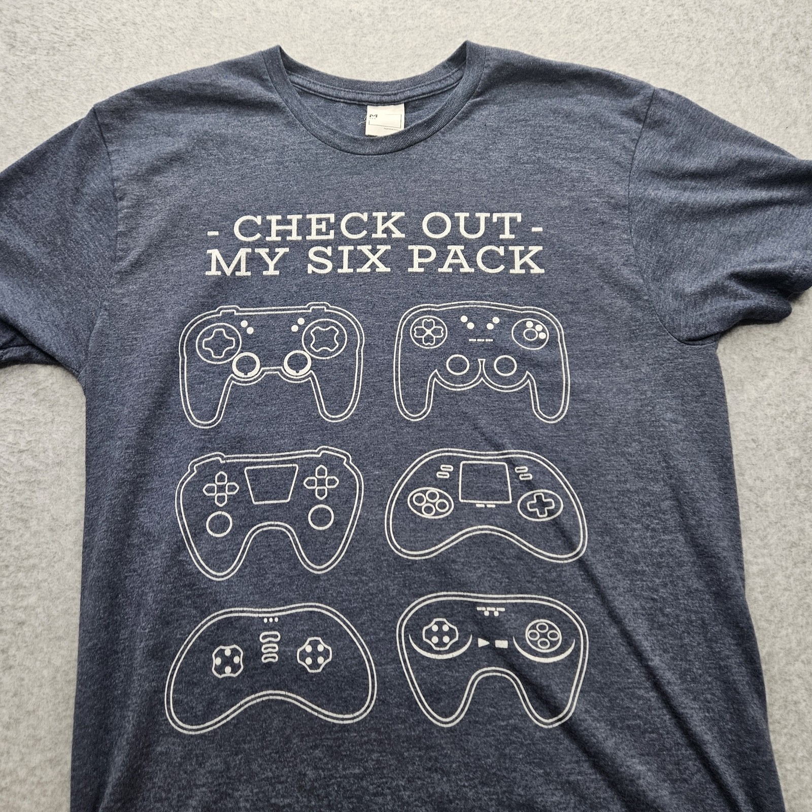 Check out my six pack Men’s Medium Gray Graphic Shirt