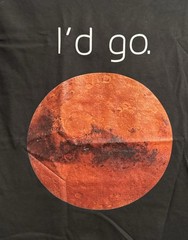 Mars Tshirt I’d Go 17” P2P 26” Length Flaw In Graphic See Pic Men’s Small