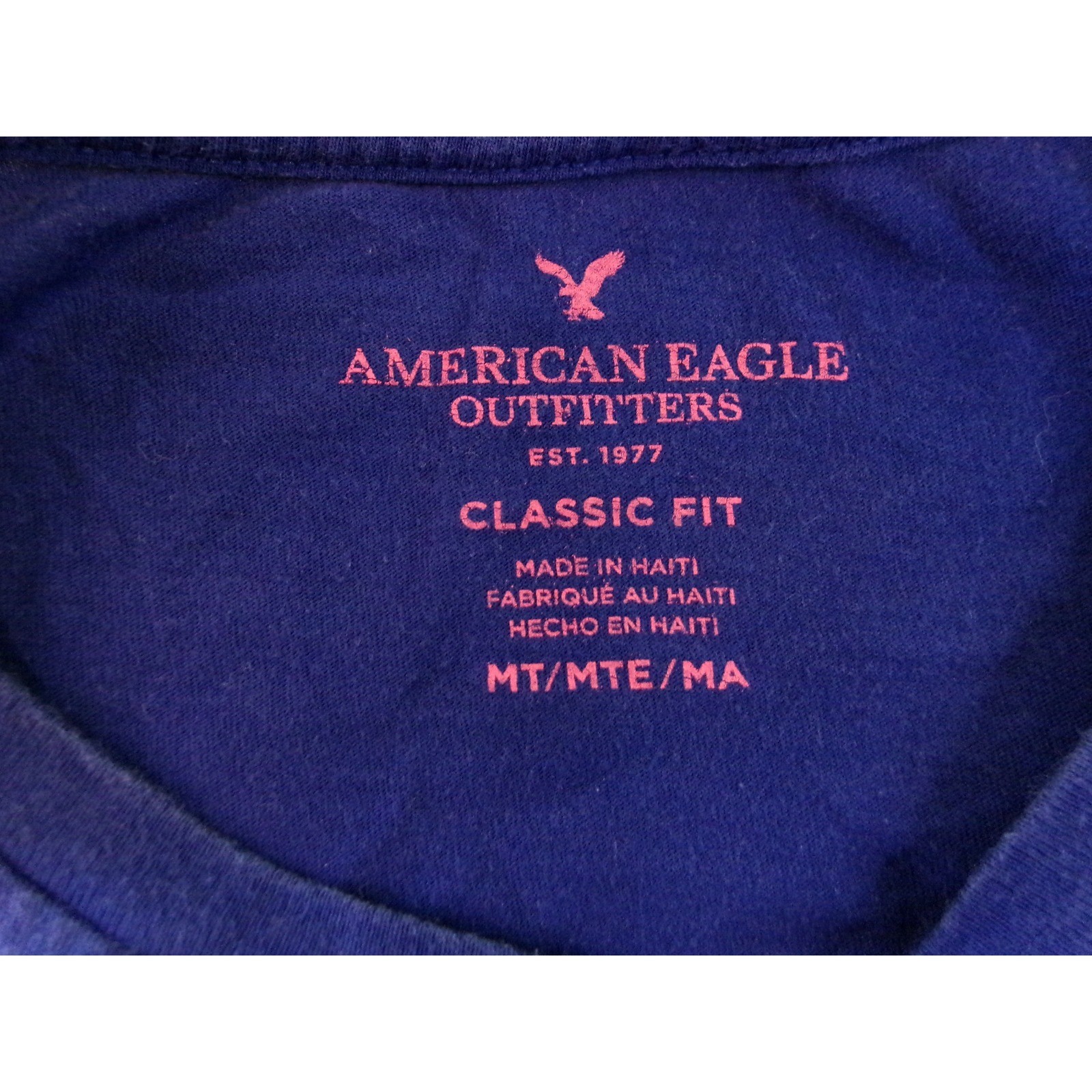 American Eagle Mens Classic Fit Eagle Graphic T-Shirt Blue Medium Tall MT gallery