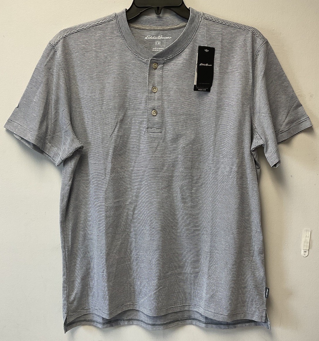 *NWT* Eddie Bauer Men's (Size L) Supersoft Henley, 1/4 Button gallery