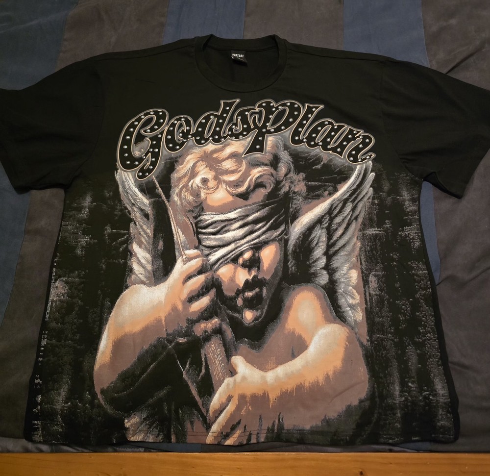 PHATCAT “Gods Plan” size 2XL Heavyweight Graphic T-shirt Black.