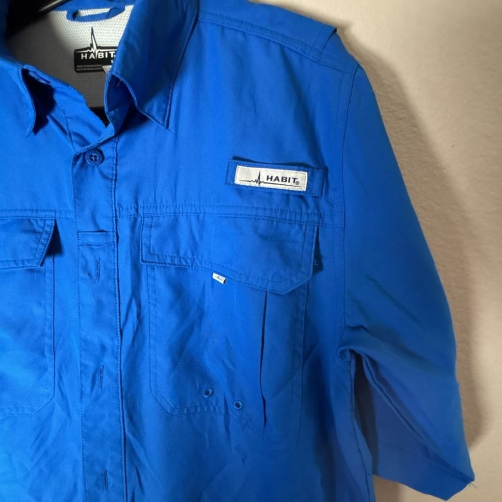 Habit Men's Solar Factor Fishing Shirt Size S/P Lapis Blue gallery