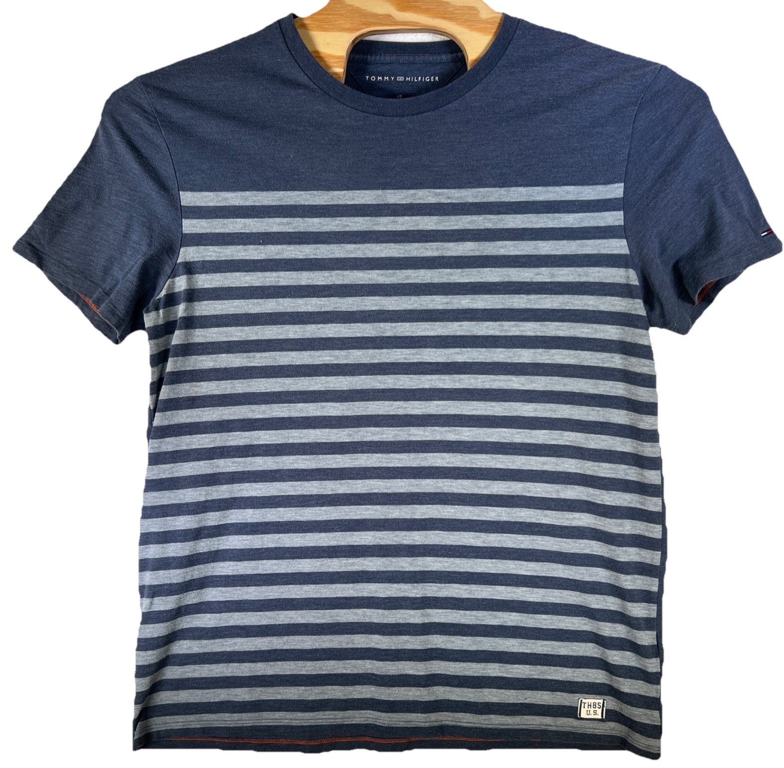 Tommy Hilfiger Men’s Sandbar Crew Neck T-Shirt Slate Blue Light Blue Striped SzL