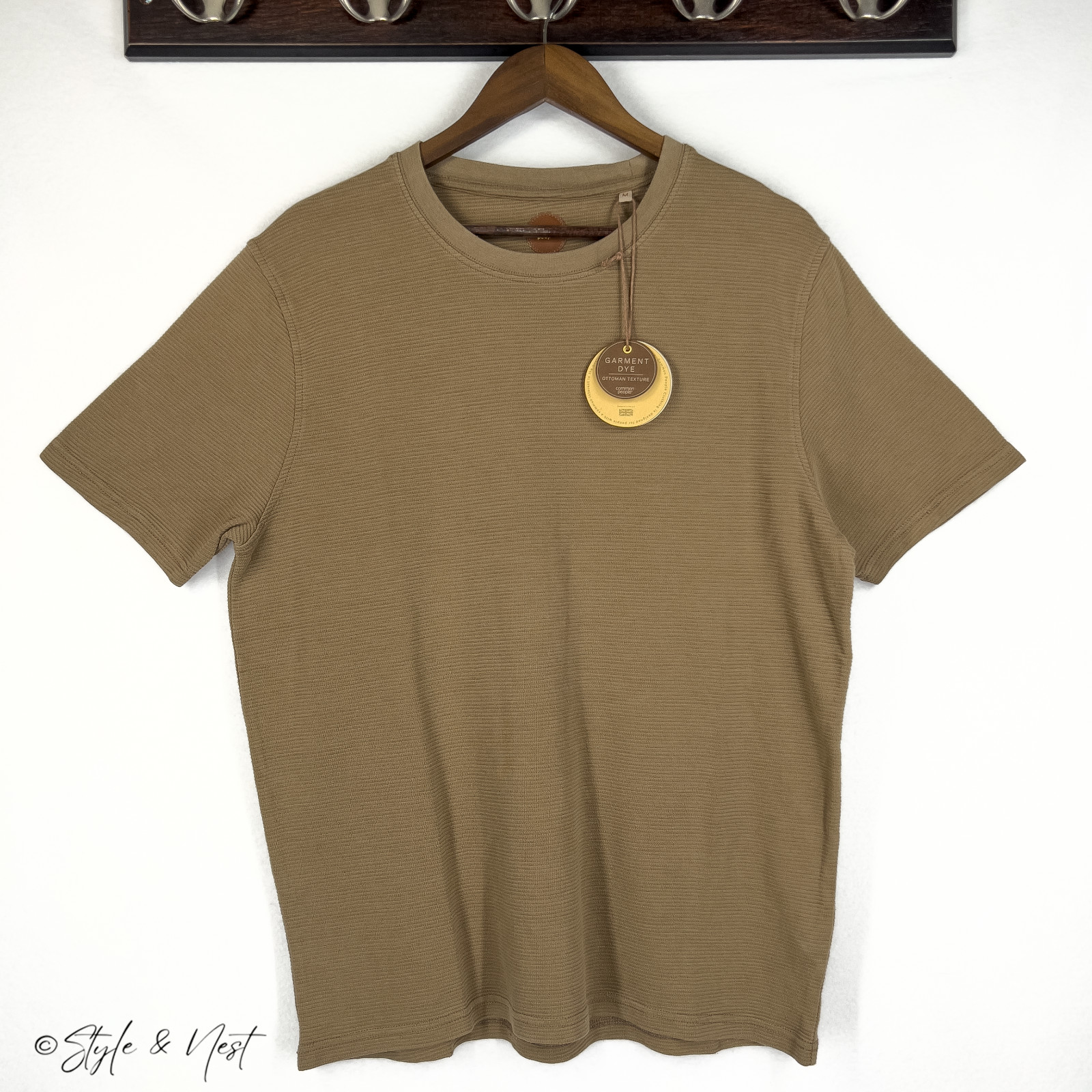 Common People Waffle Knit Tee Medium Coco Brown Cozy Ribbed gallery