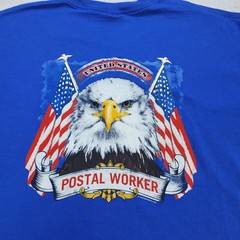 USPS Mail Handler T Shirt Blue Long Sleeve Postal Worker Eagle Logo Tee LG