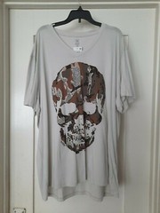 INC International Concepts Mens Gray V Neck Camo Skeleton T Shirt XXL NWT