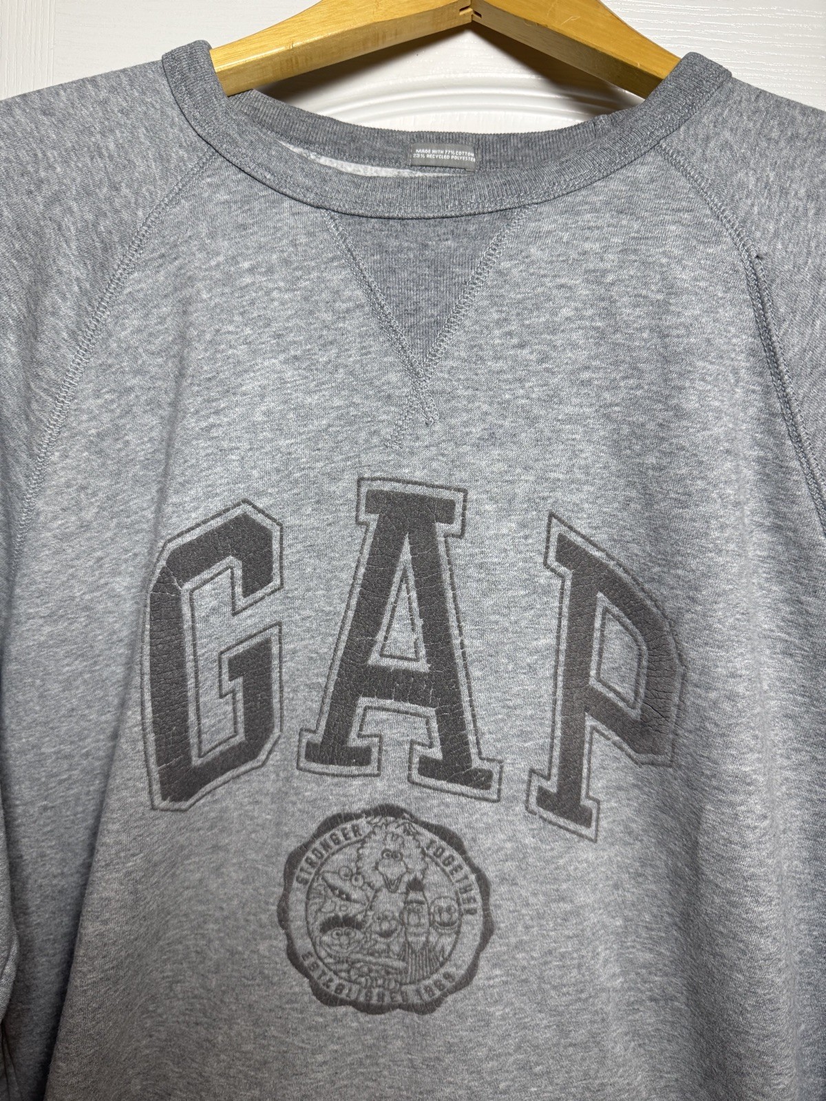 Gap x Sesame Street Crewneck Sweatshirt Mens Large Tall Gray Big Bird gallery
