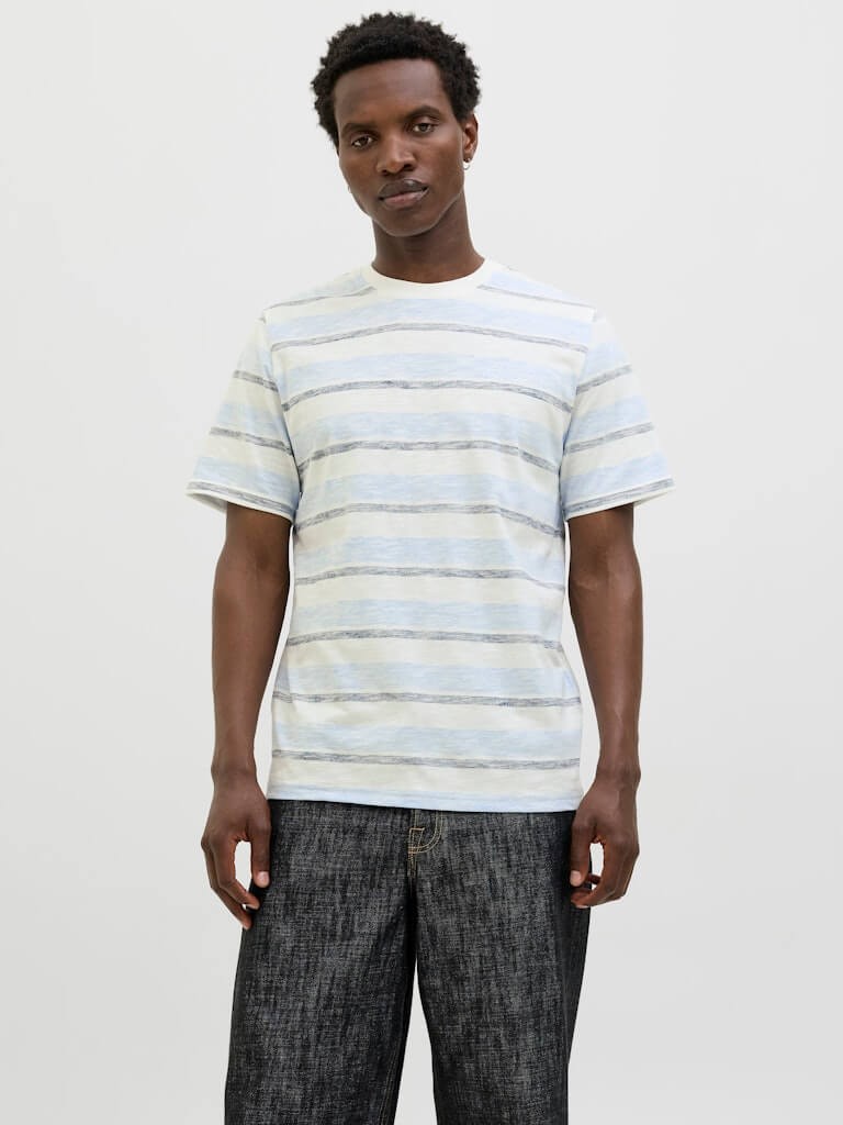 Jack & Jones JJBIRK Crew Neck 100% Cotton T-Shirt - Cloud Dancer gallery