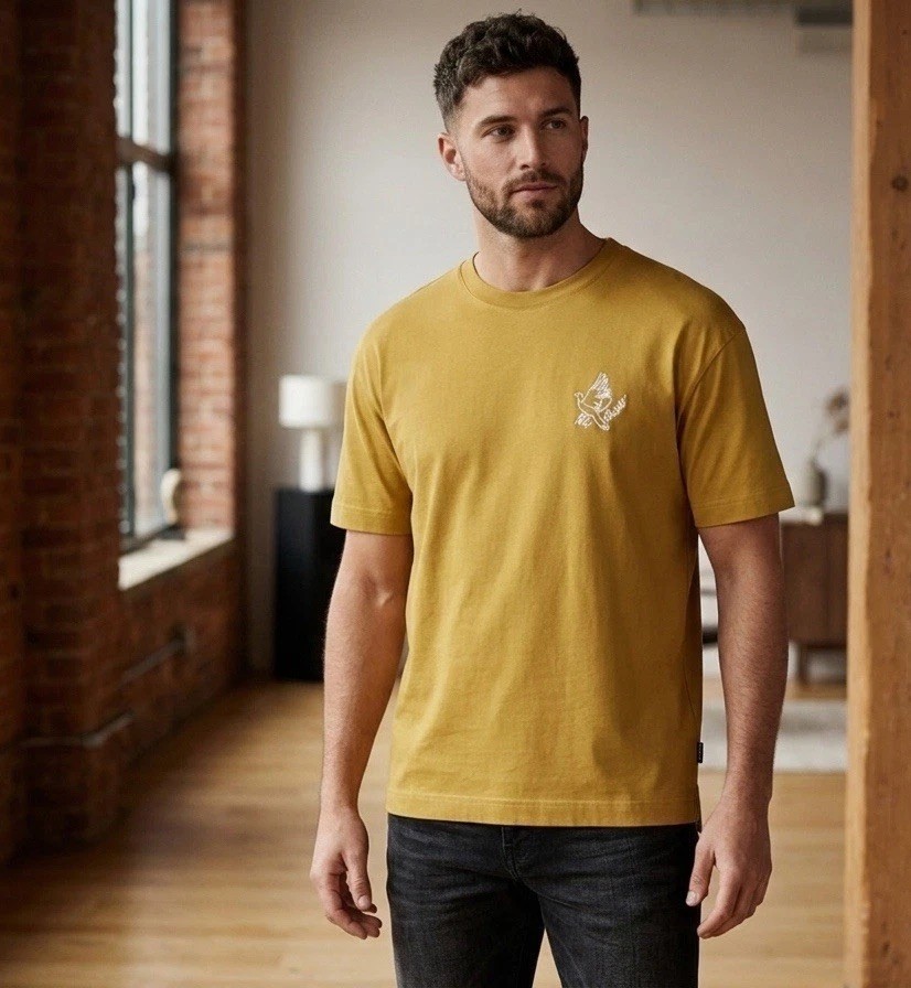 Ted Baker London Mens Shirt Andam Embroidered Dove Graphic Tee yellow Sz 3 US M gallery