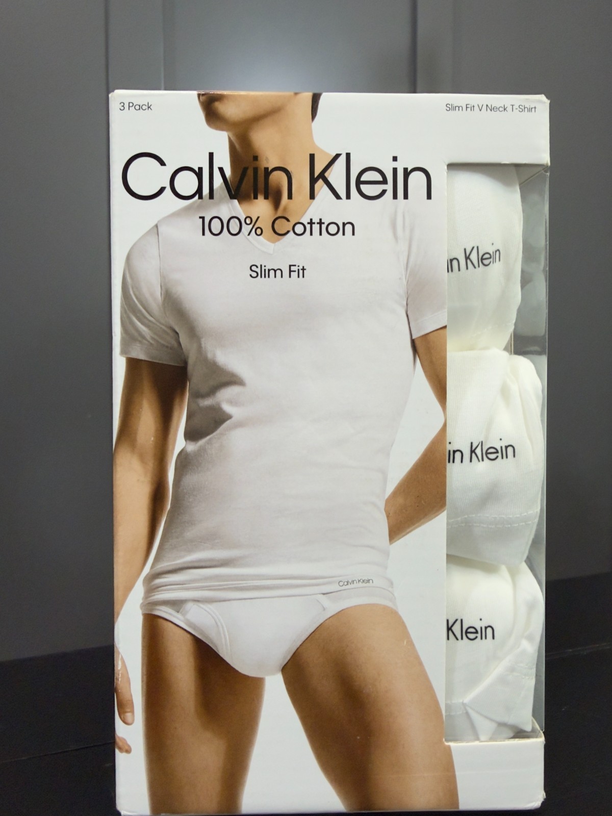 NWT Calvin Klein 3-Pack Slim Fit V-Neck T-Shirts White Men's M 100% Cotton gallery