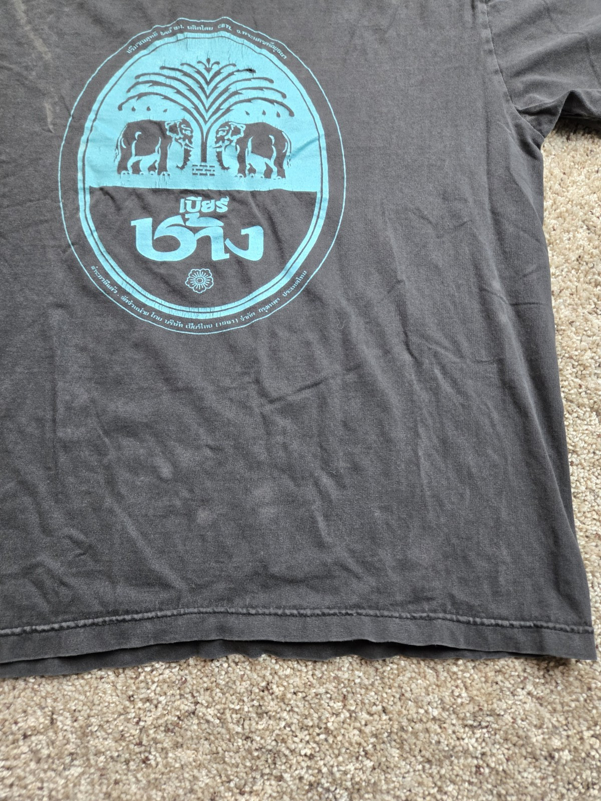Vintage Chang Beer Thailand T Shirt Medium Men Black Short Sleeve Distressed Y2K gallery