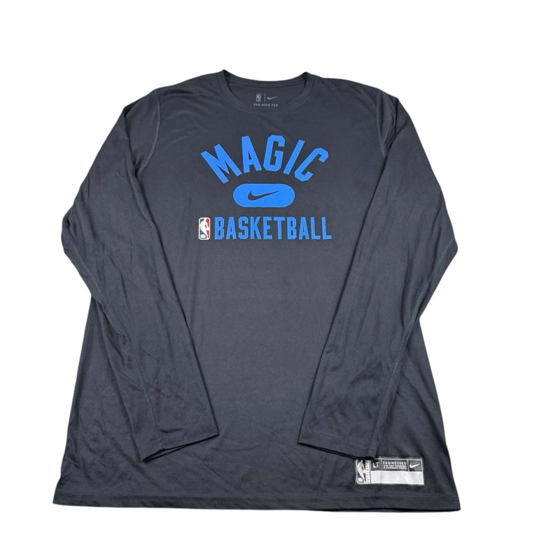 Nike Engineered X Orlando Magic Black Blue Spellout Performance L/S Size LT