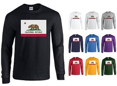 California State Flag Long Sleeve Shirt Cali Republic CA Tee – Sizes S to 5XL