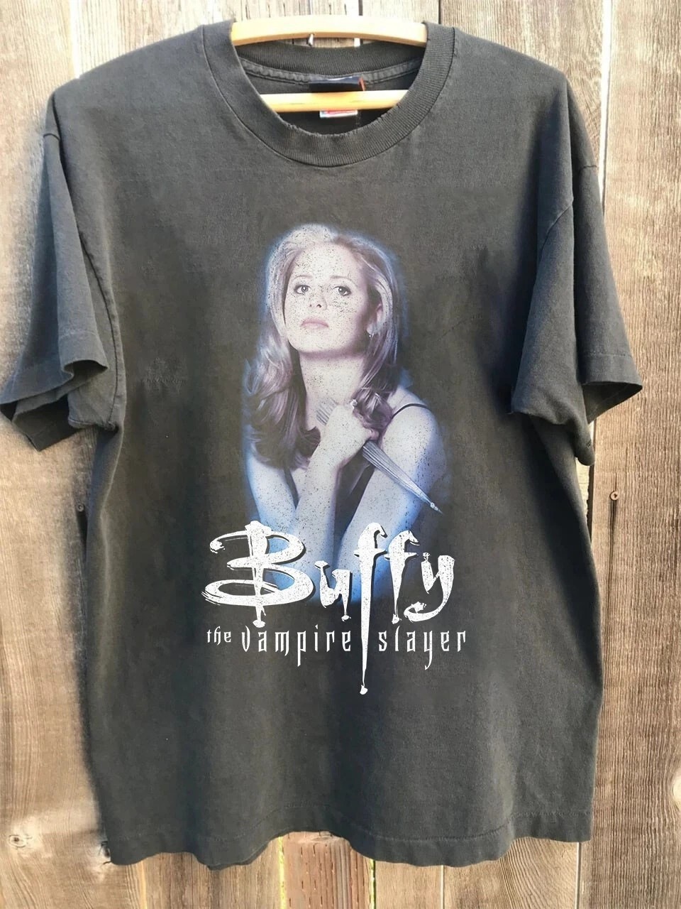 Retro Buffy The Vampire Slayer T-Shirt gift tee Horror Movie 90s Charcoal Unisex gallery