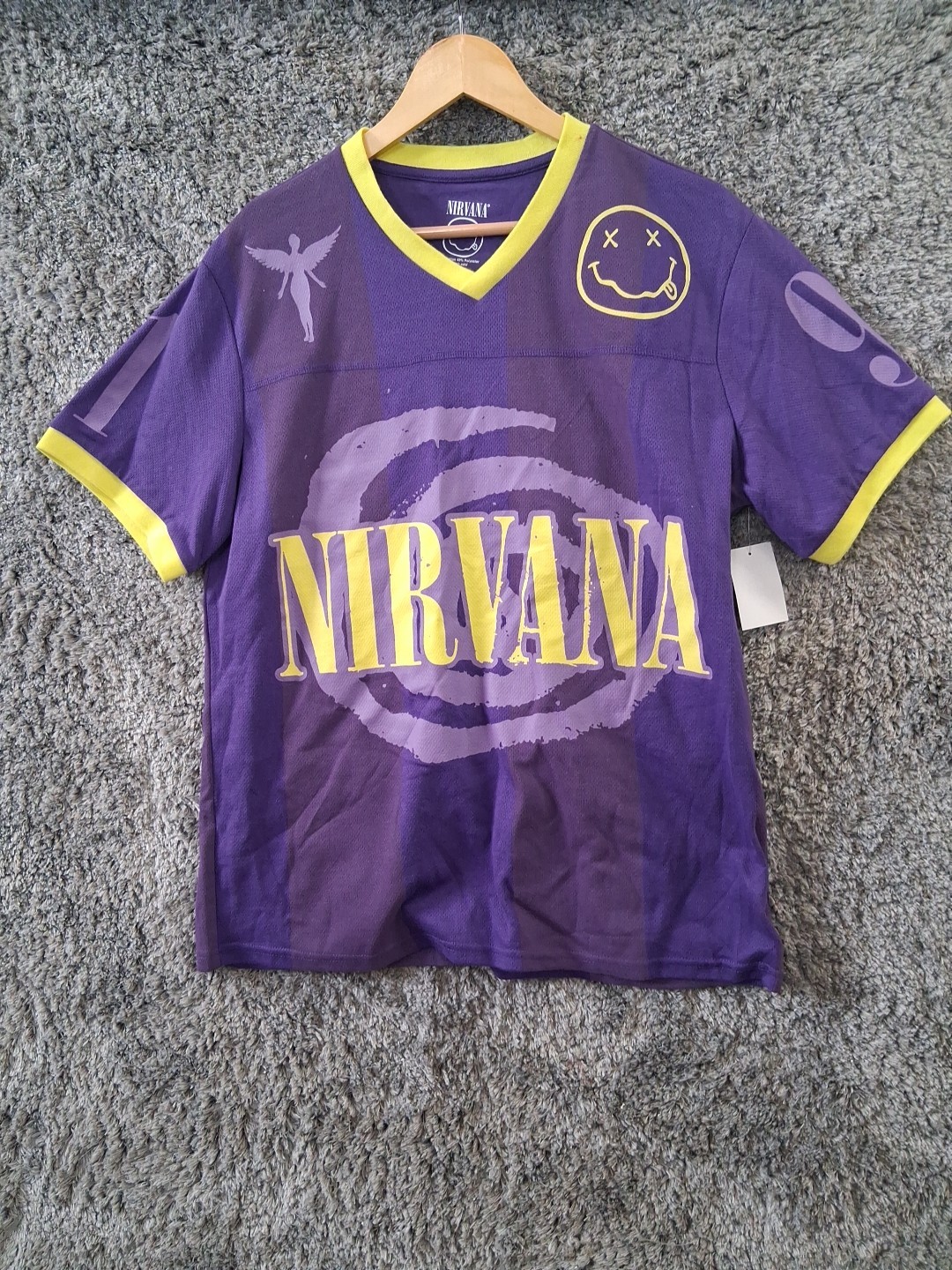 Nirvana In Utero "91" Purple Soccer Jersey Size XL Kurt Cobain Grunge Wear NWT gallery