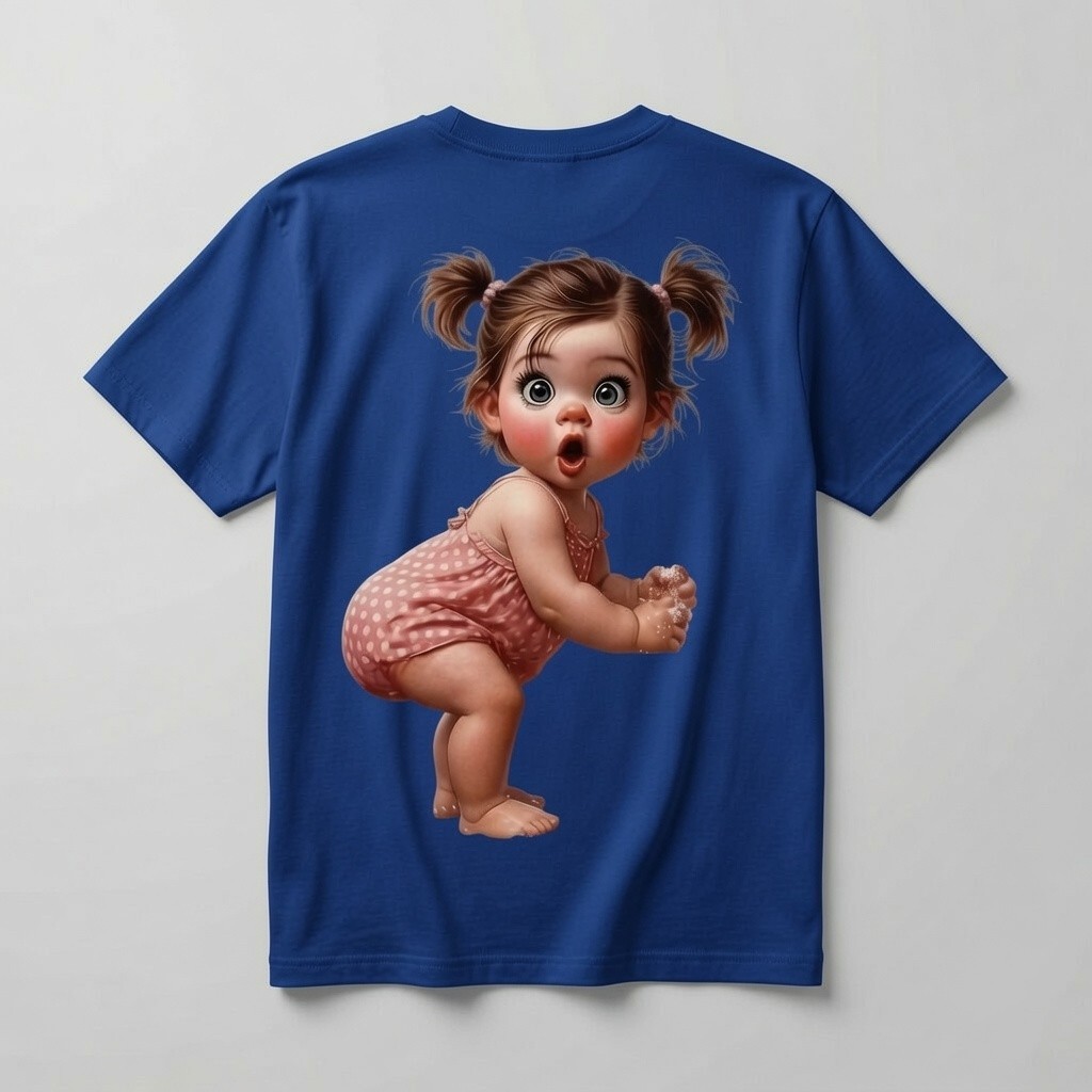 Cute Baby Girl Pigtails Funny Back Print T-Shirt - Adorable Toddler Graphic Tee gallery