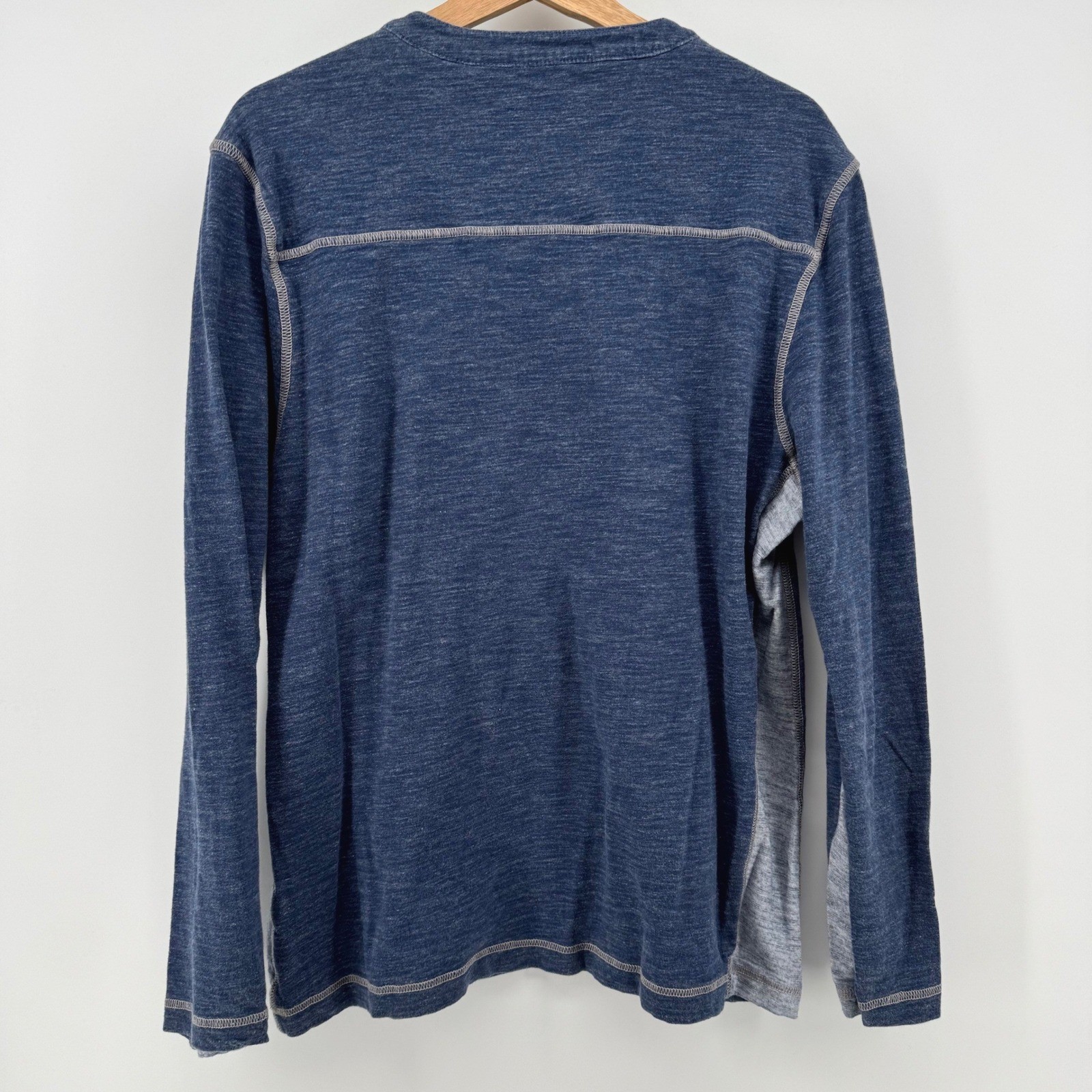 Johnston & Murphy Henley Shirt XL Blue Gray Long Sleeve Cotton Slub Knit 74-3145 gallery