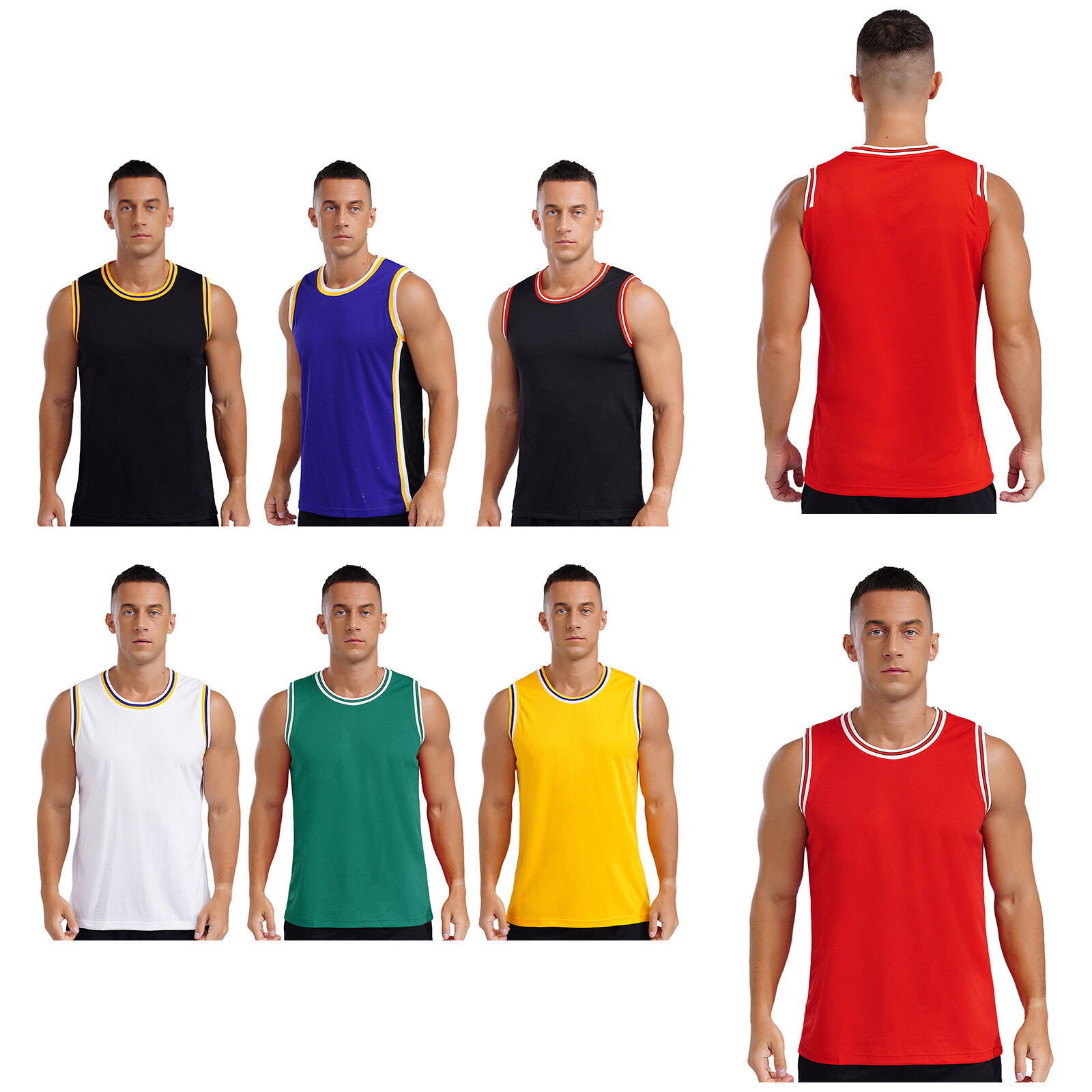 Mens Jersey Breathable Top Outdoor Vest Athletic Tank Round Neck T-shirt Gym gallery