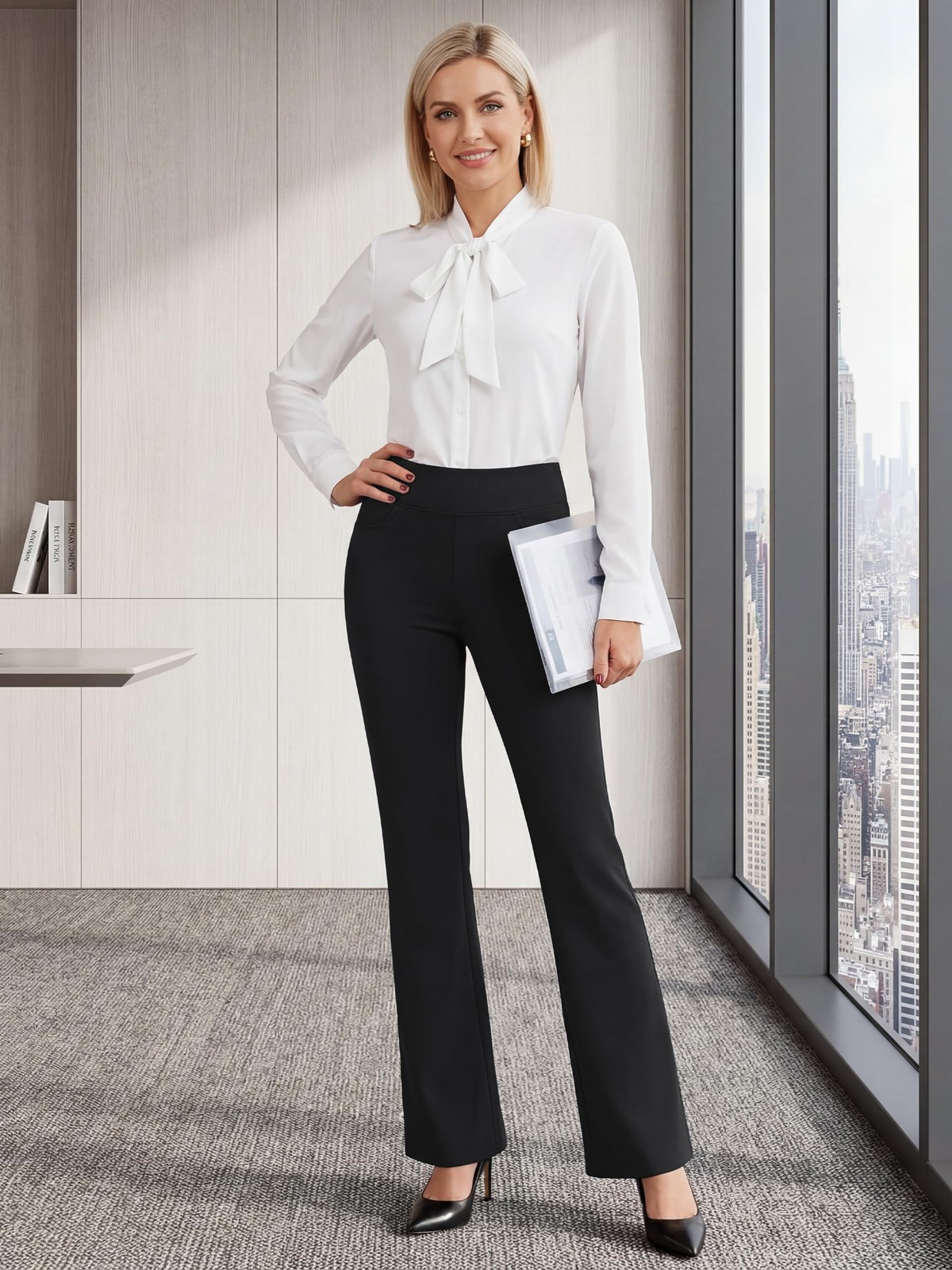 SEVEGO Tall Women's Bootcut Dress Pants 35" Inseam, High Waist Stretch Work P... gallery