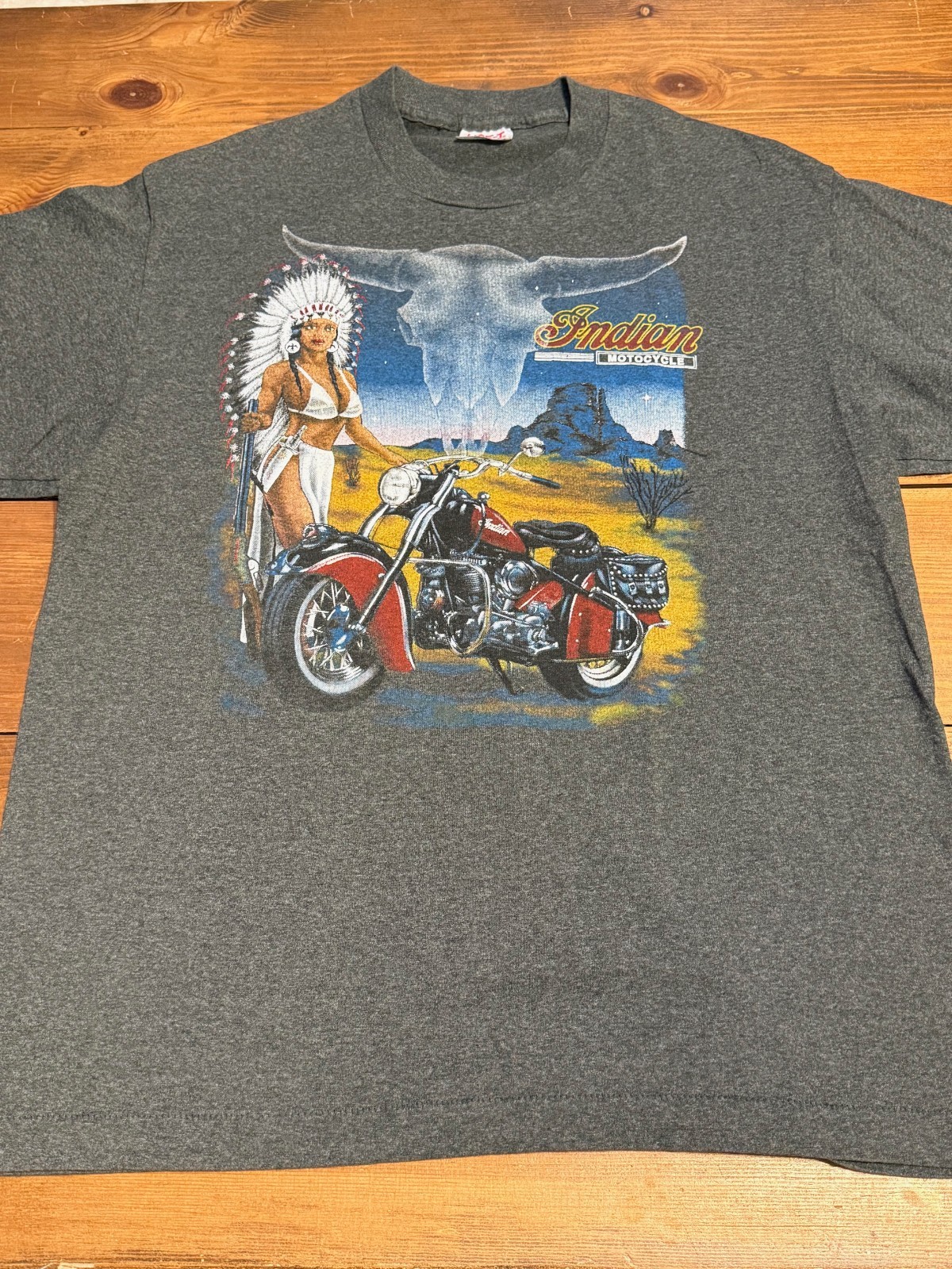Vintage TeeJays Hef-T Indian Motorcycle Single Stitch T-Shirt Men's XL gallery