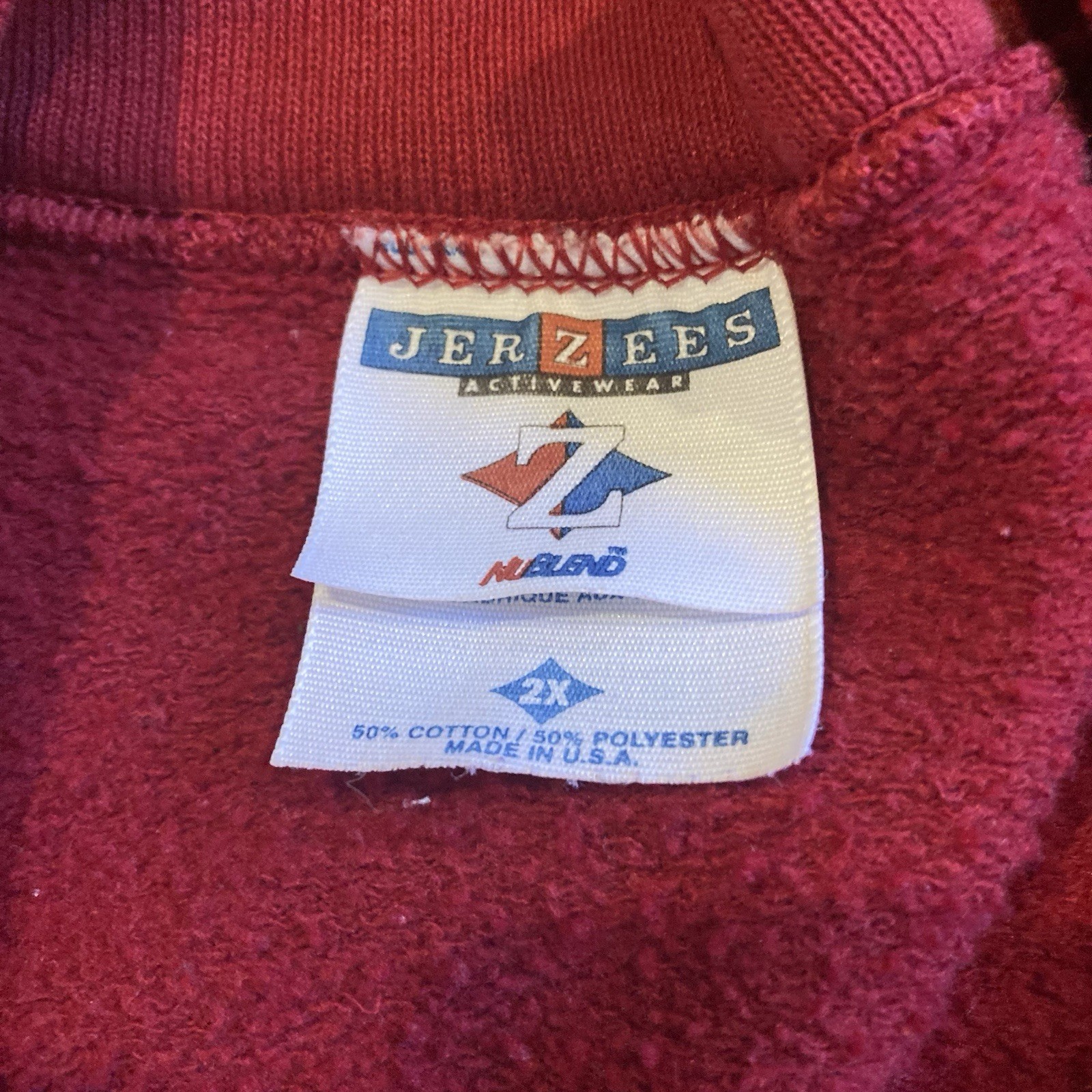 Jerzee Vintage 90’s Red Embroidered Bridge Day Oversized Graphic Crew Neck, 2 XL gallery