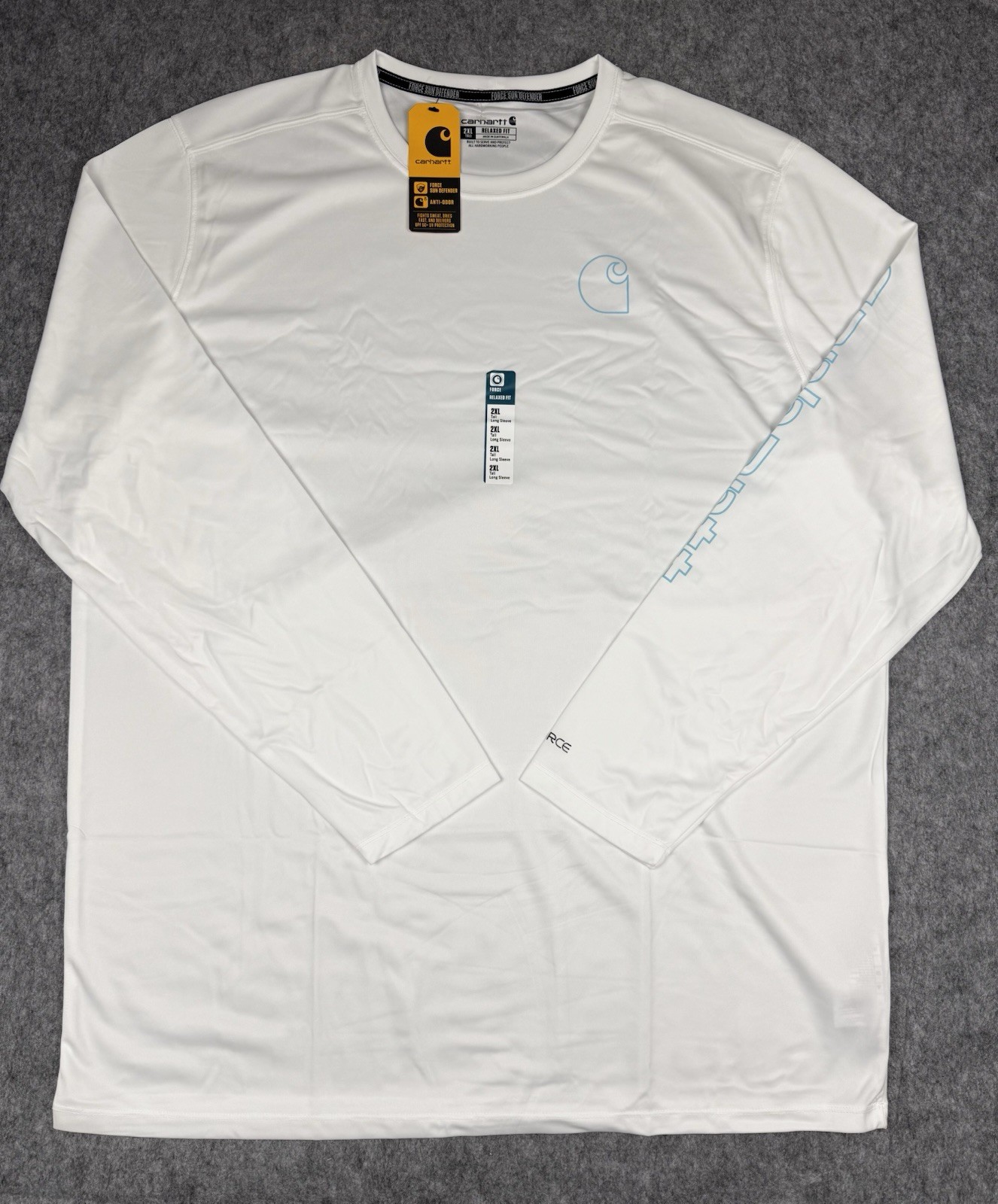 NWT Carhartt Mens Force Sun Defender Lightweight Long Sleeve T-Shirt 2XLT White