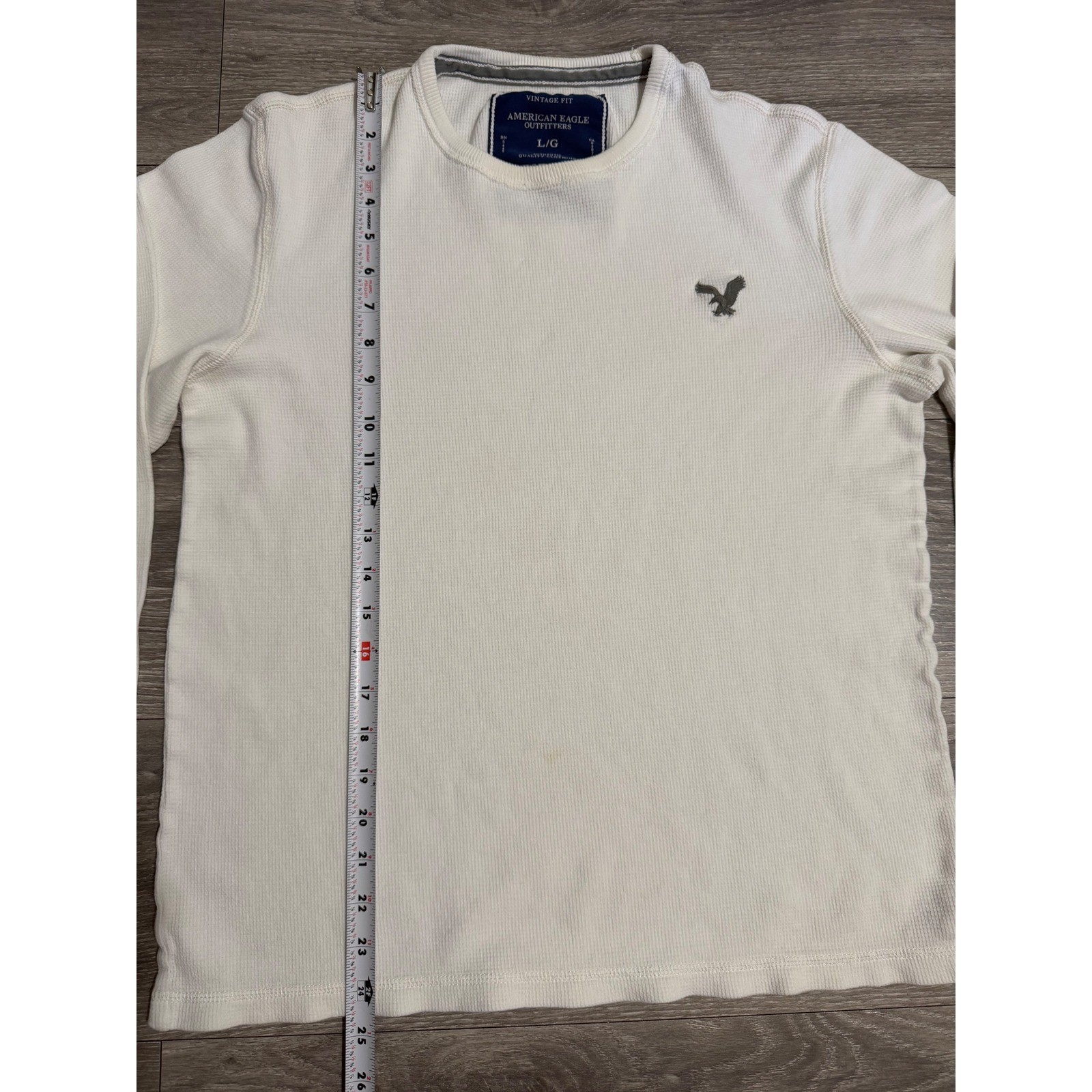 Y2K American Eagle Mens Shirt L White Waffle Knit Thermal Long Sleeve Minimalist gallery