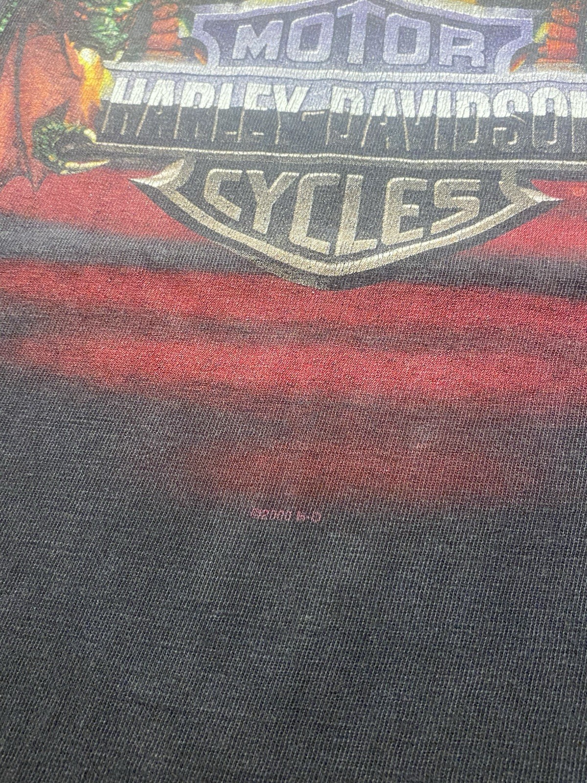 Vintage Harley Davidson Dragon Faded Black T Shirt Size M gallery