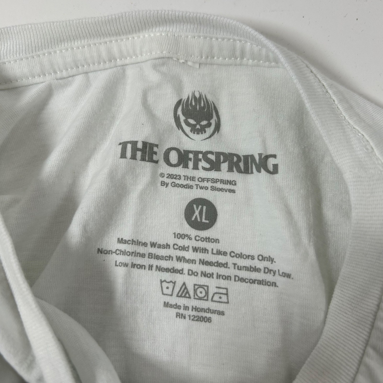 OFFSPRING Colorful Flaming Skull Shirt Mens White XL PUNK ROCK Music Used gallery